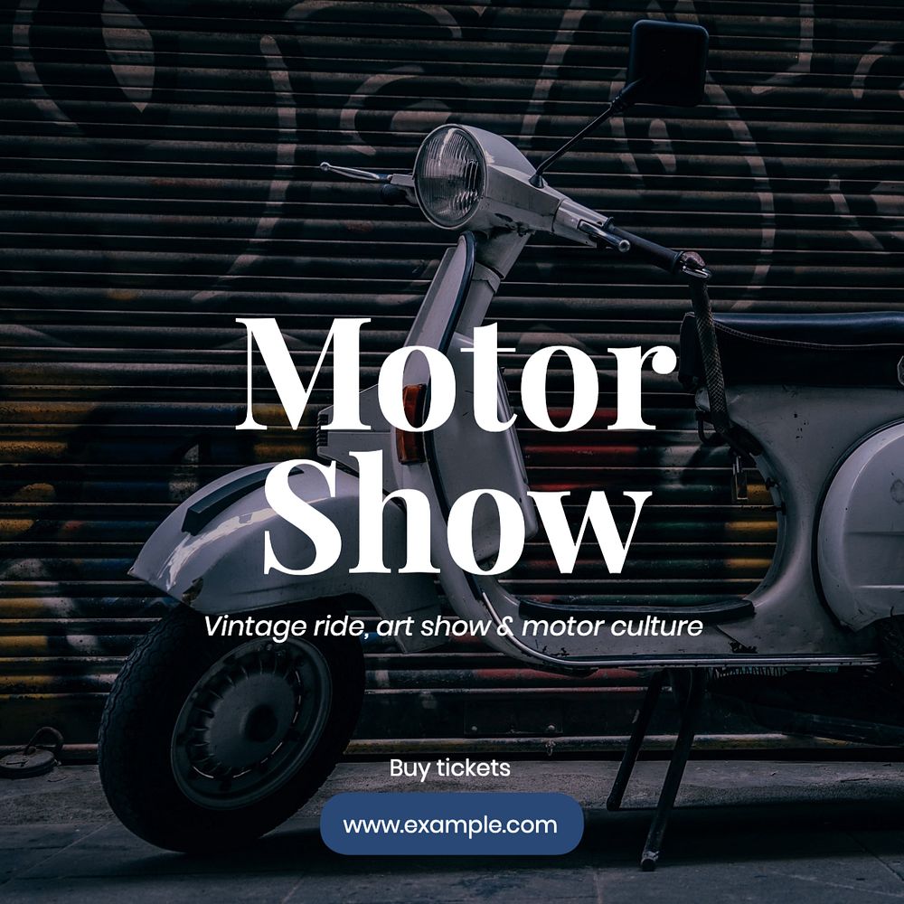 Motor show Instagram post template, editable text