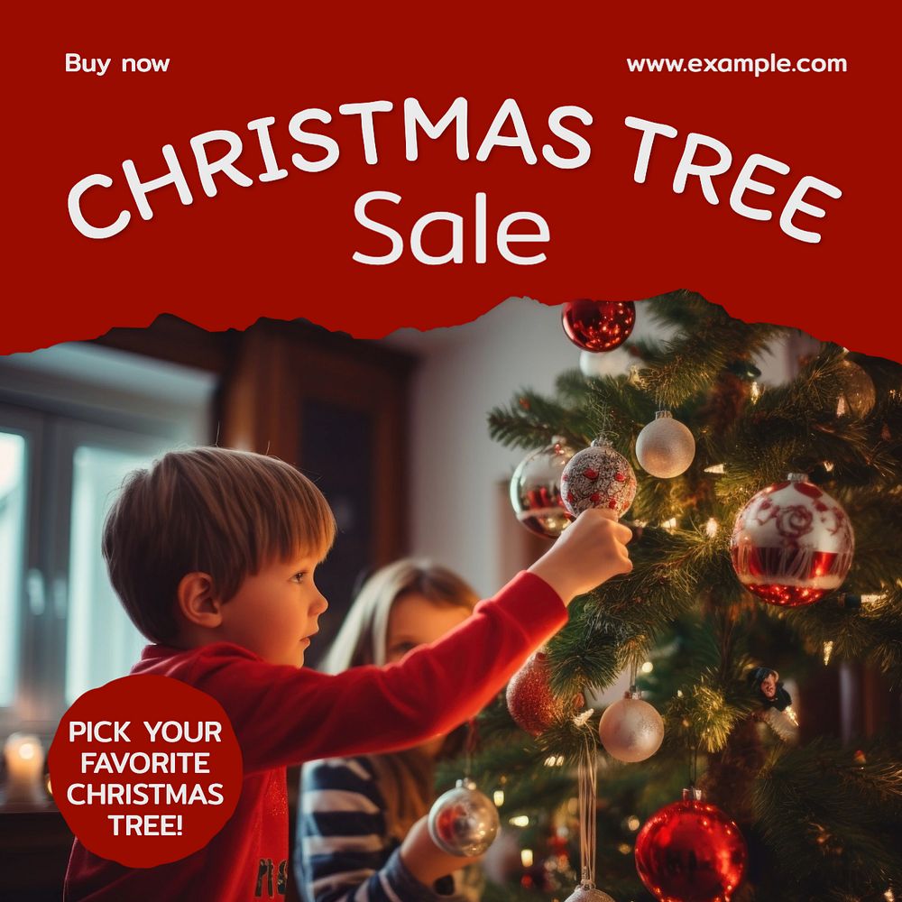 Christmas tree sale Instagram post template, editable text
