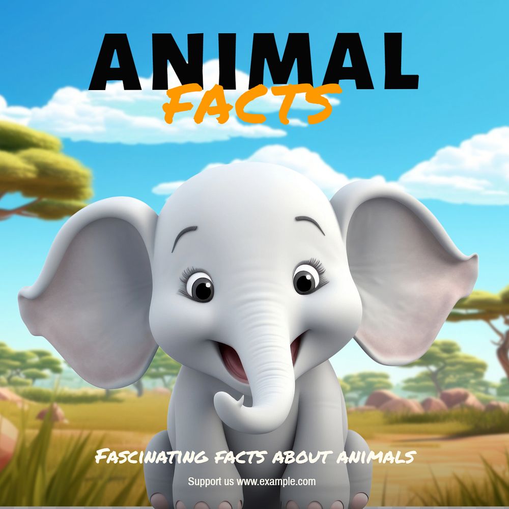 Animal facts Instagram post template, editable text