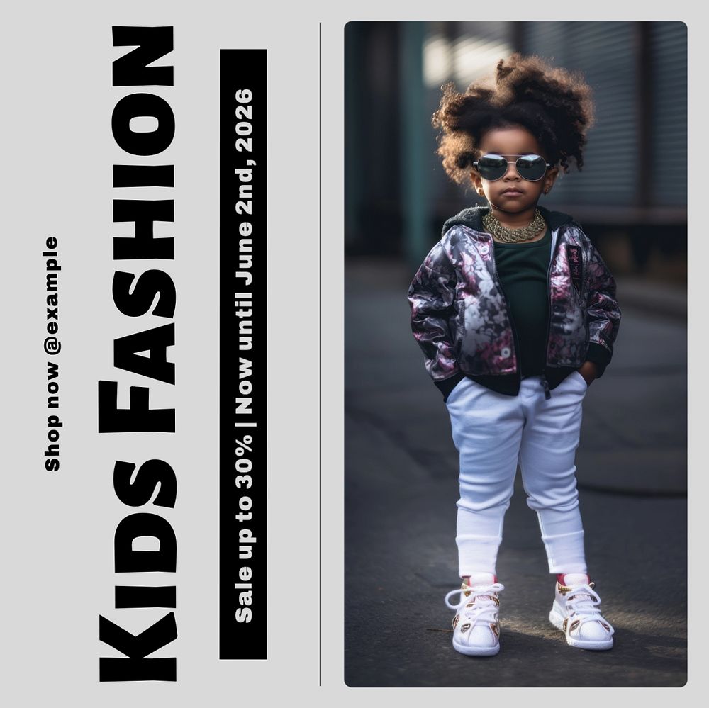 Kids fashion Instagram post template, editable text