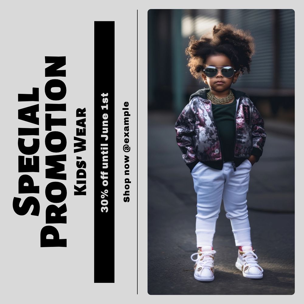 Kids' wear promotion Instagram post template, editable text