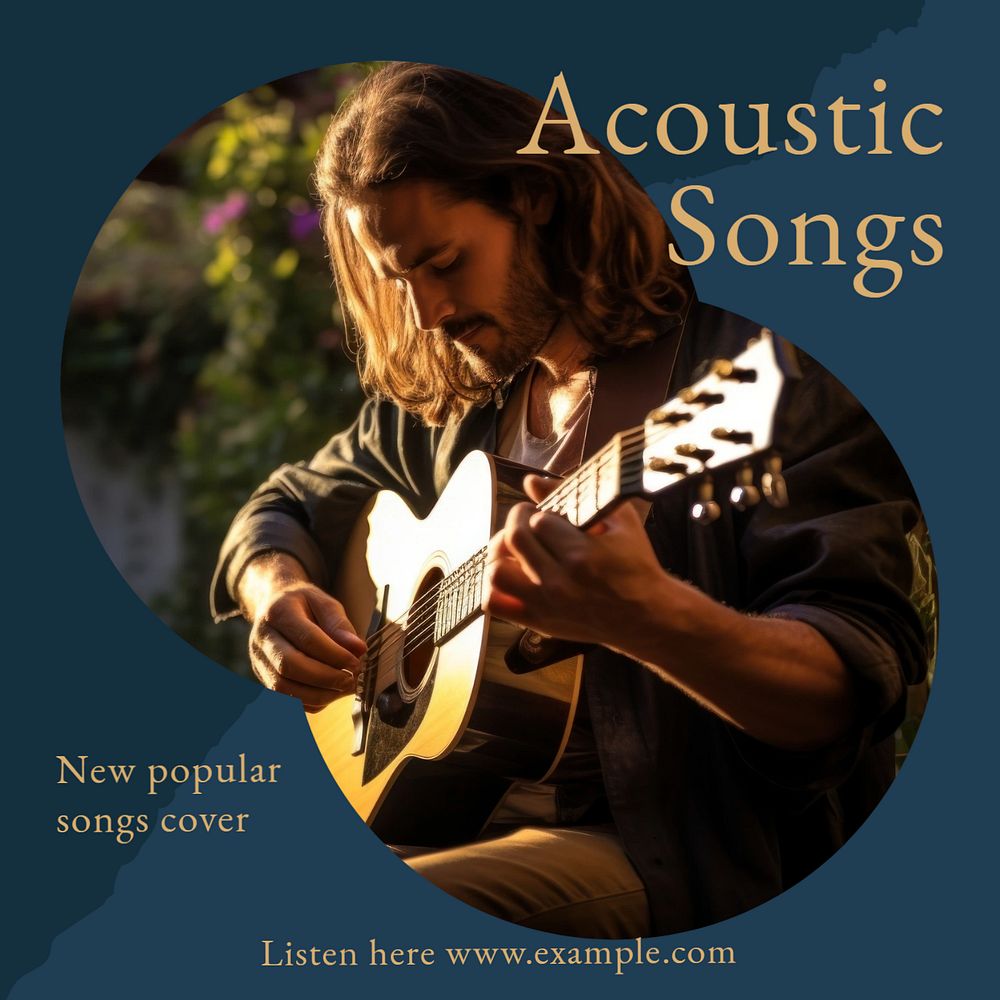 Acoustic songs Instagram post template, editable text