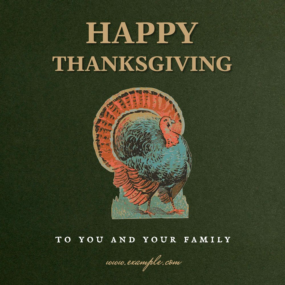 Happy thanksgiving Instagram post template, editable text