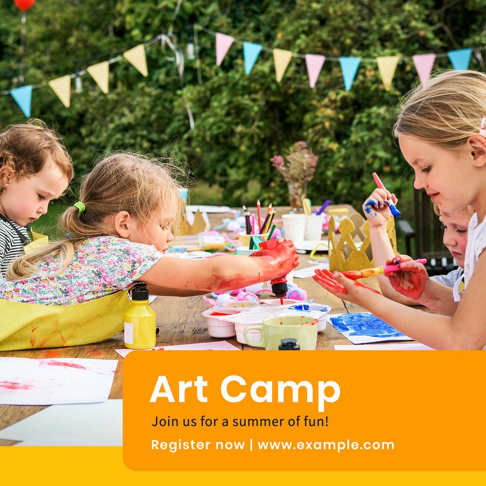 Art camp Instagram post template, editable text