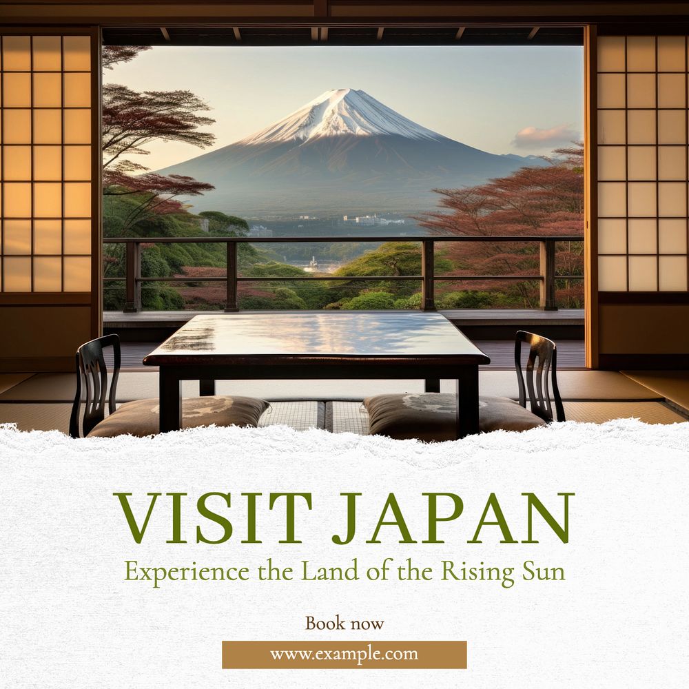 Visit Japan Instagram post template, editable text