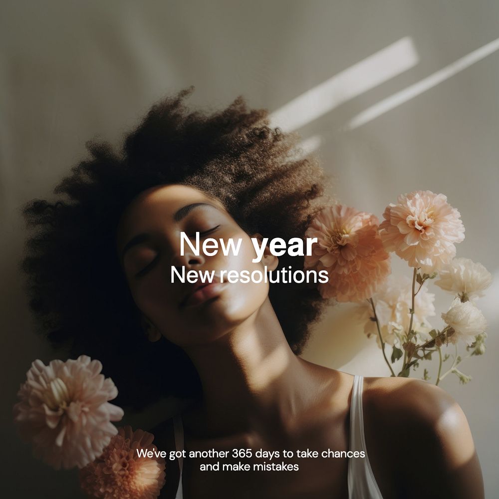 New year resolution Instagram post template, editable text