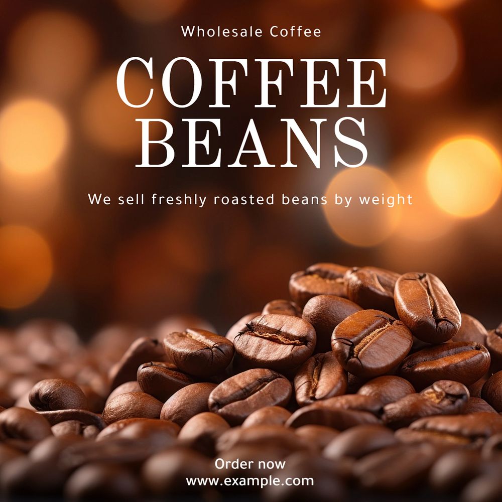 Coffee beans Instagram post template, editable text