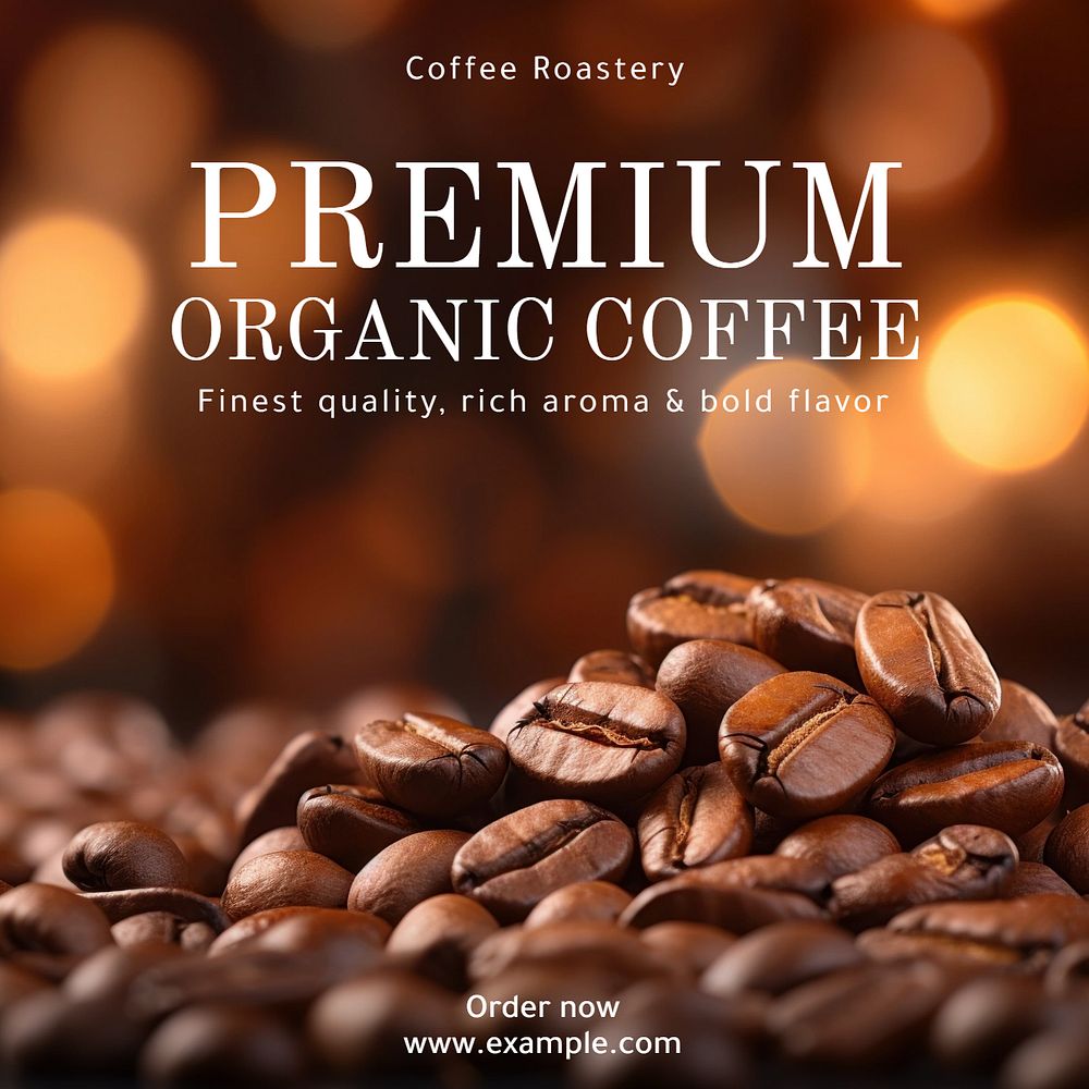 Premium organic coffee Instagram post template, editable text