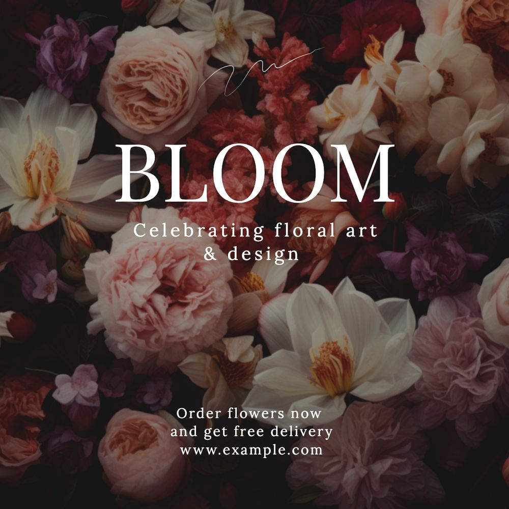 Bloom Instagram post template, editable text