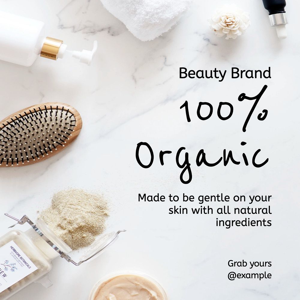 Organic beauty product Instagram post template, editable text