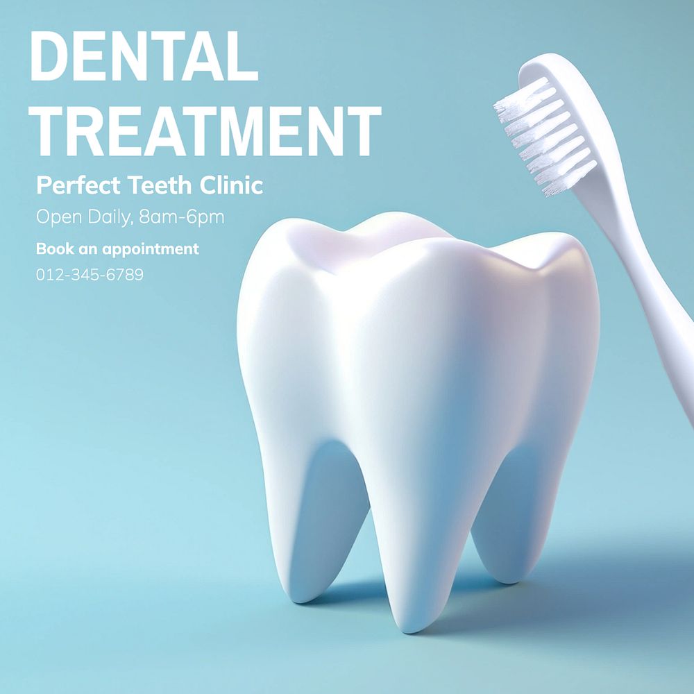 Dental treatment Instagram post template, editable text