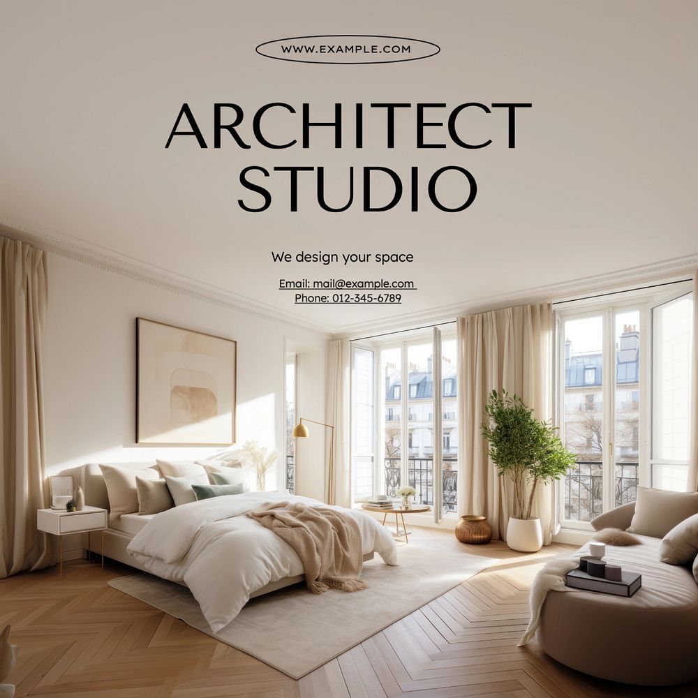 Architect studio Instagram post template, editable text