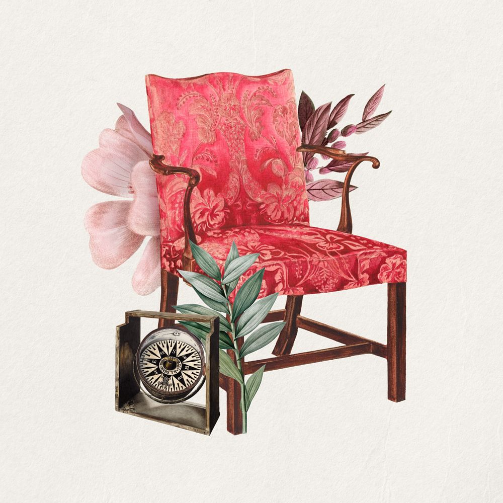 Vintage chair collage remix editable design