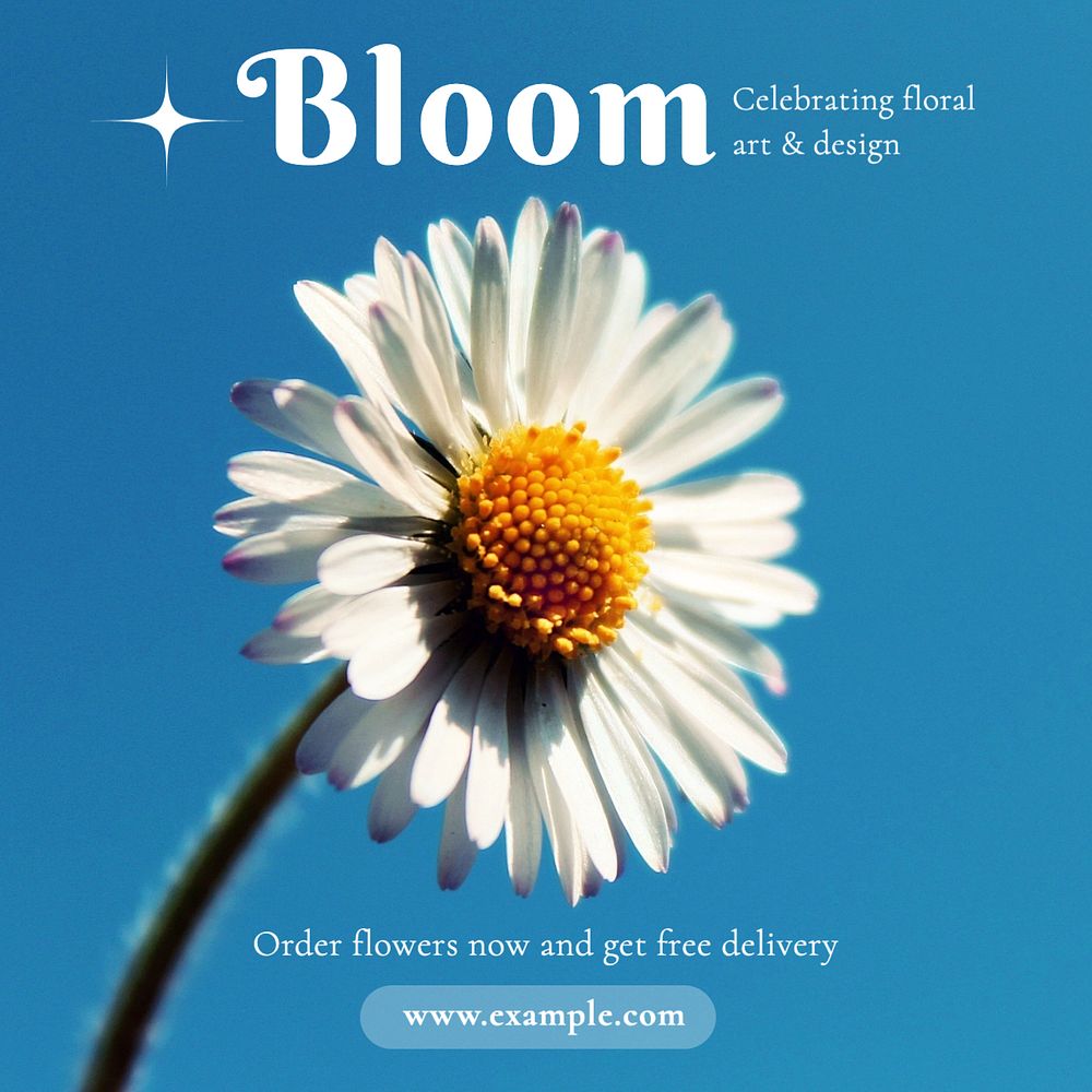 Bloom Instagram post template, editable text