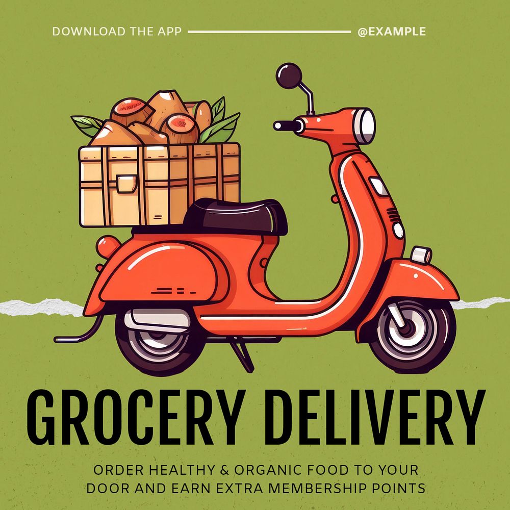 Grocery delivery Facebook post template, editable design