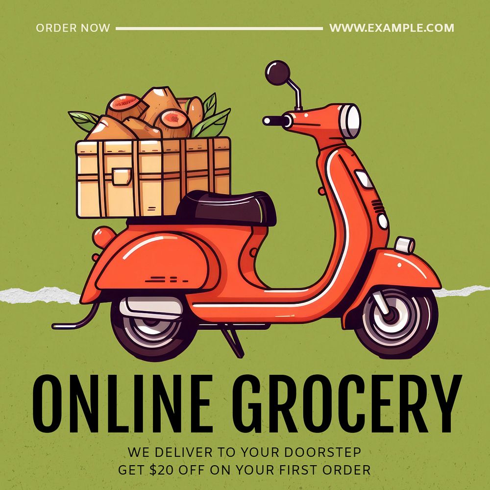 Online grocery Facebook post template, editable design