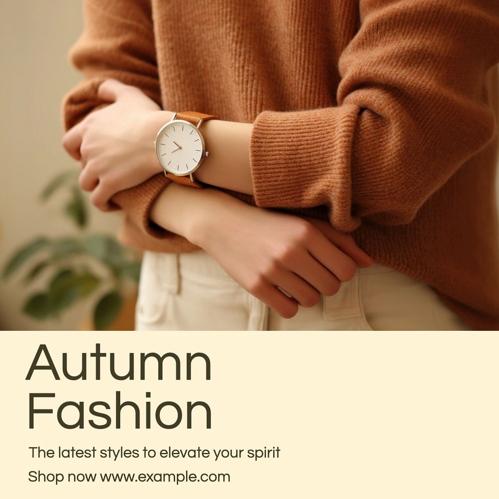 Autumn fashion Instagram post template, editable text