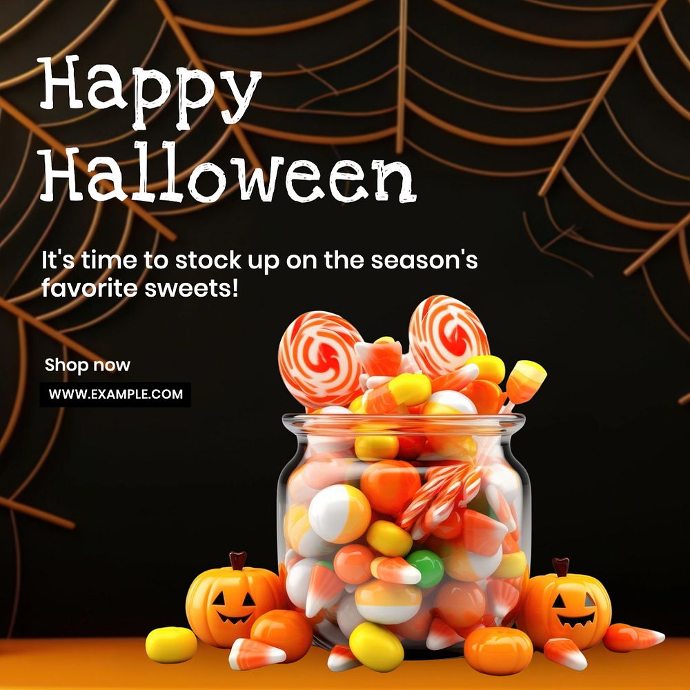Happy Halloween Instagram post template, editable text