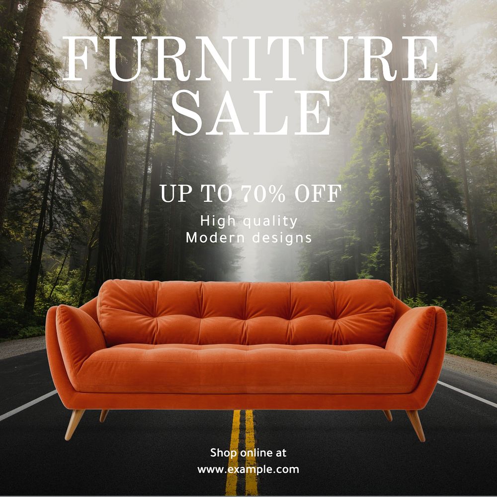 Furniture sale Instagram post template, editable text