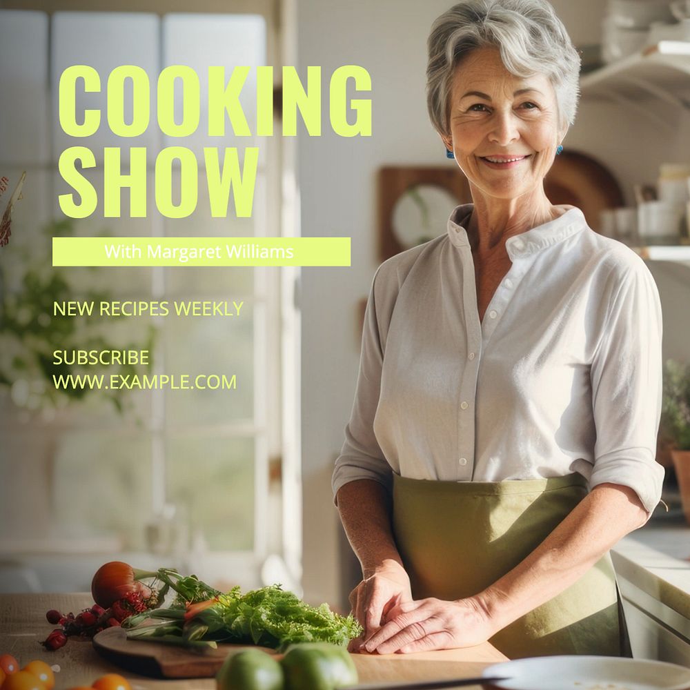 Cooking show Instagram post template, editable text