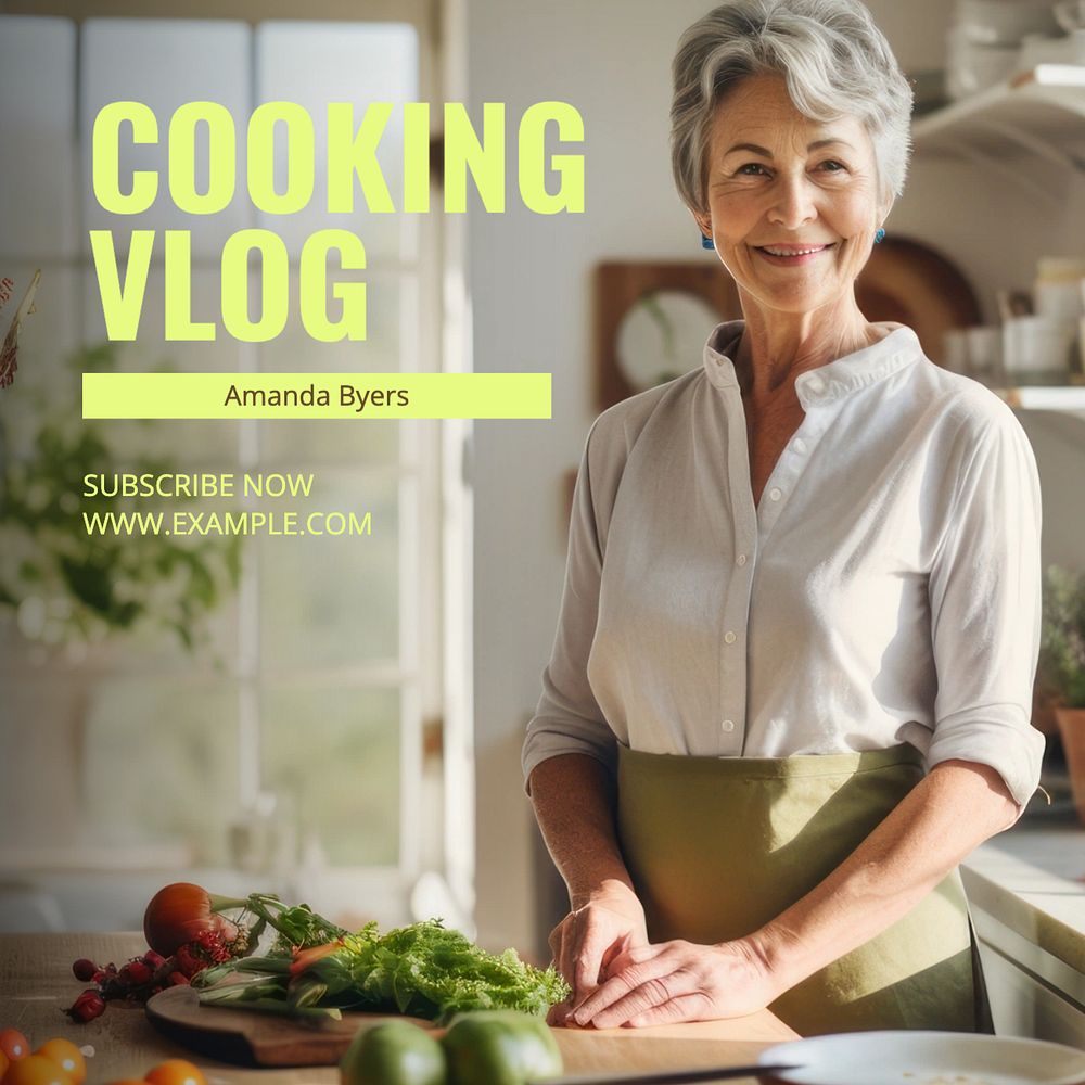 Cooking vlog Instagram post template, editable text