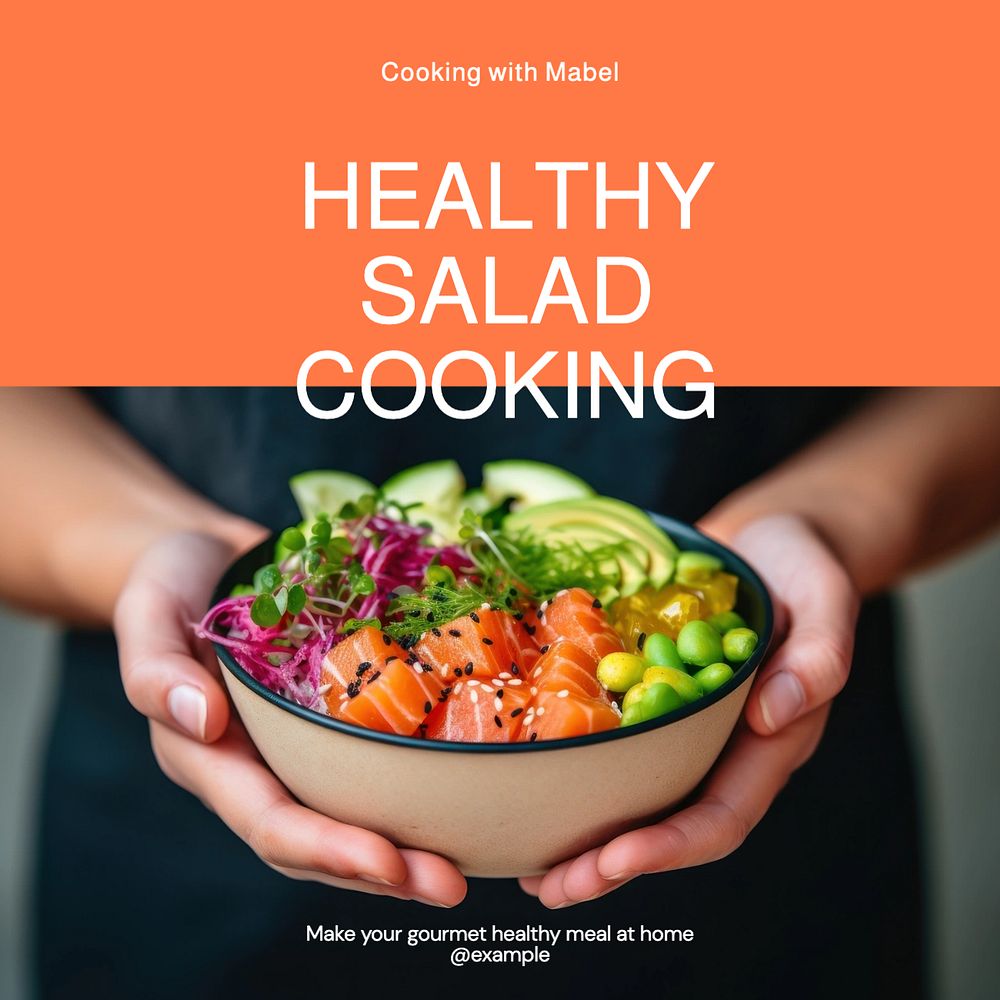 Healthy Cooking Tutorial Instagram post template, editable text