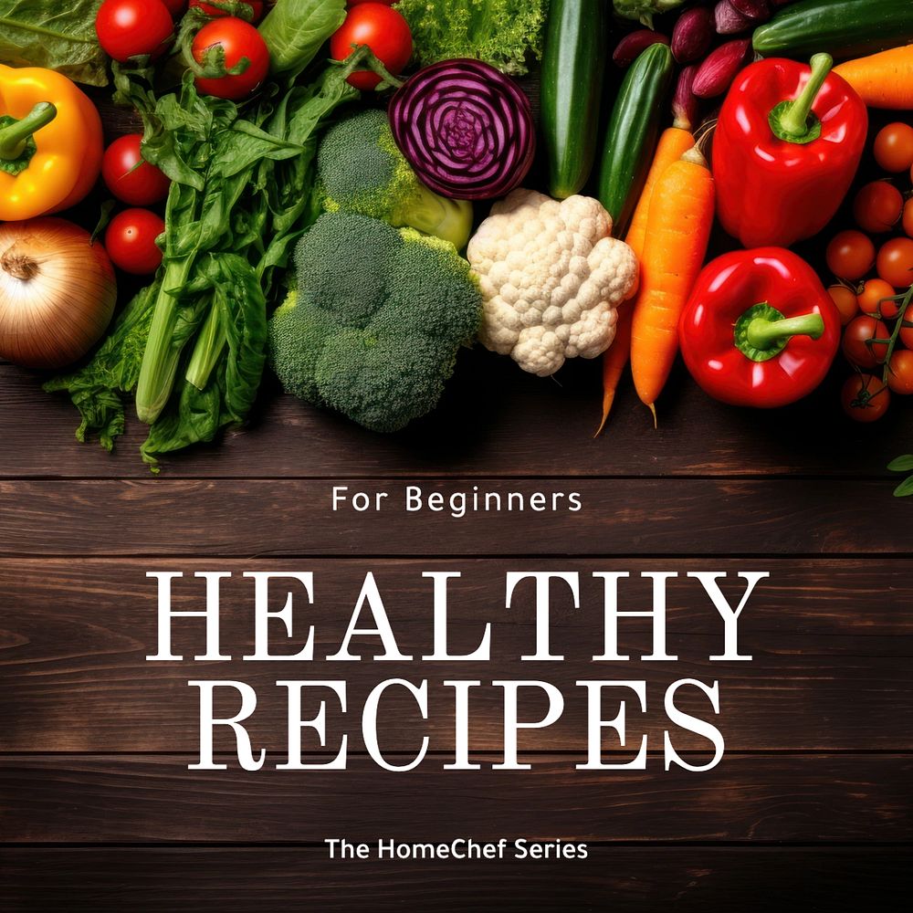 Beginner healthy recipes Instagram post template, editable text