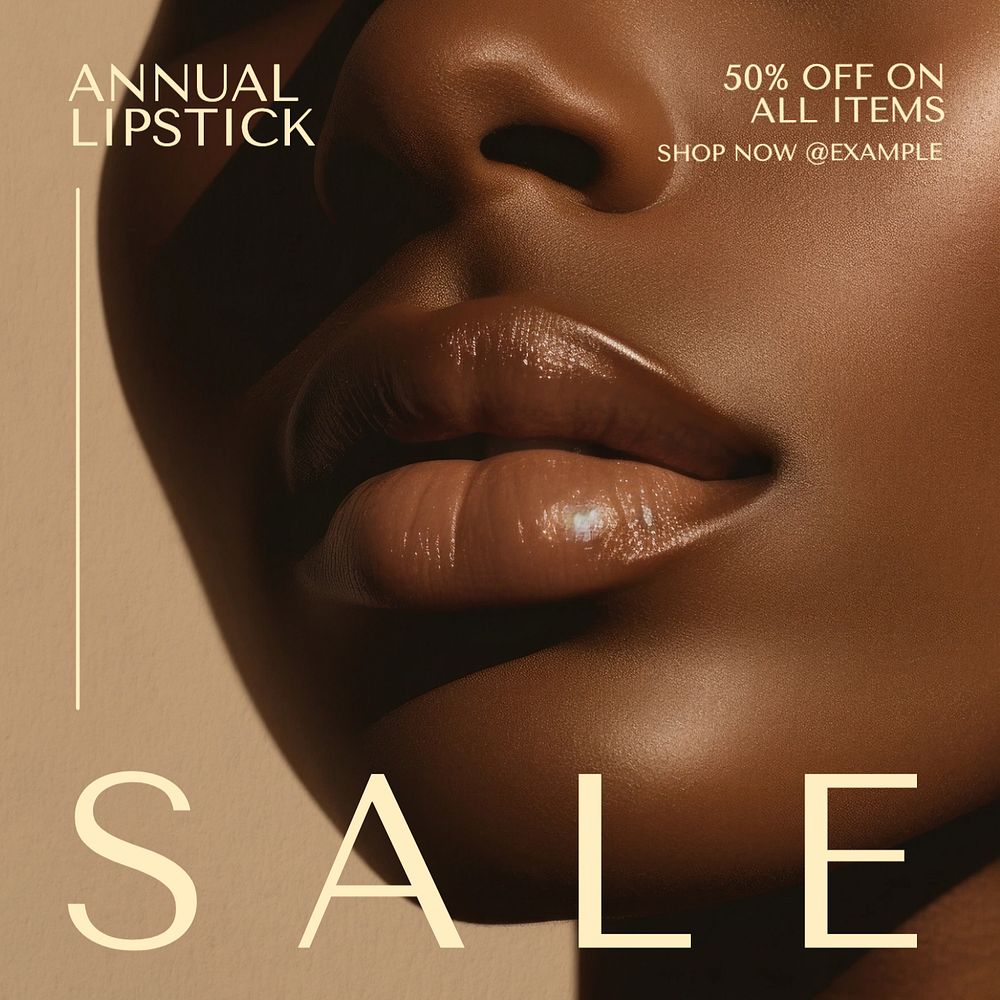 Annual lipstick sale Instagram post template, editable text