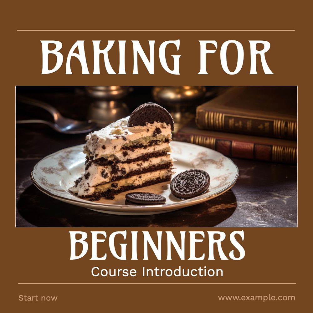 Baking for beginners Instagram post template, editable text