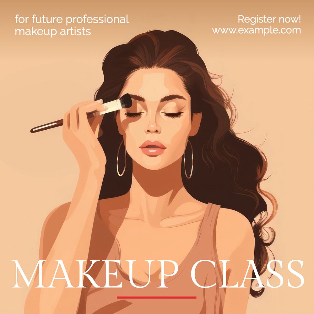 Makeup class Instagram post template, editable text