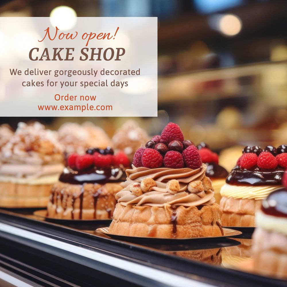 Cake shop Instagram post template, editable text