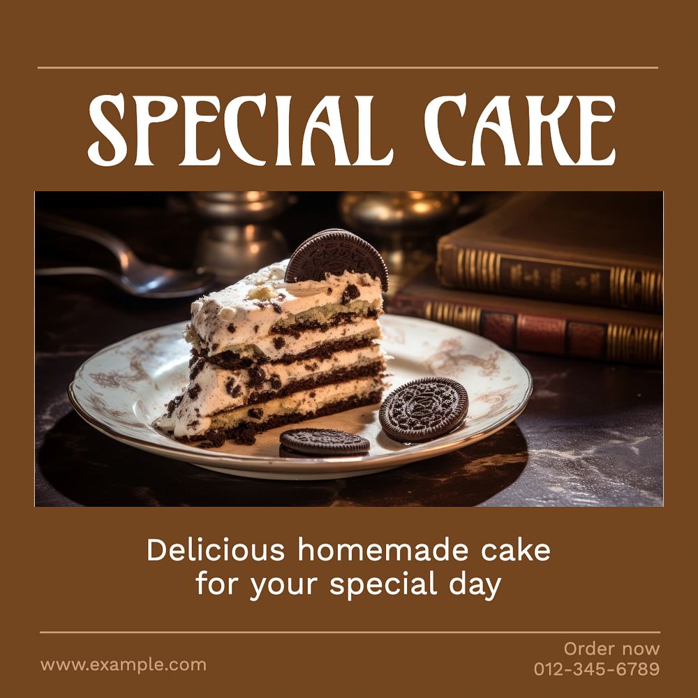 Special cake Instagram post template, editable text