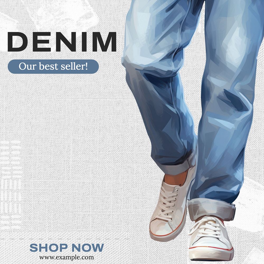 Denim & jeans Instagram post template, editable text