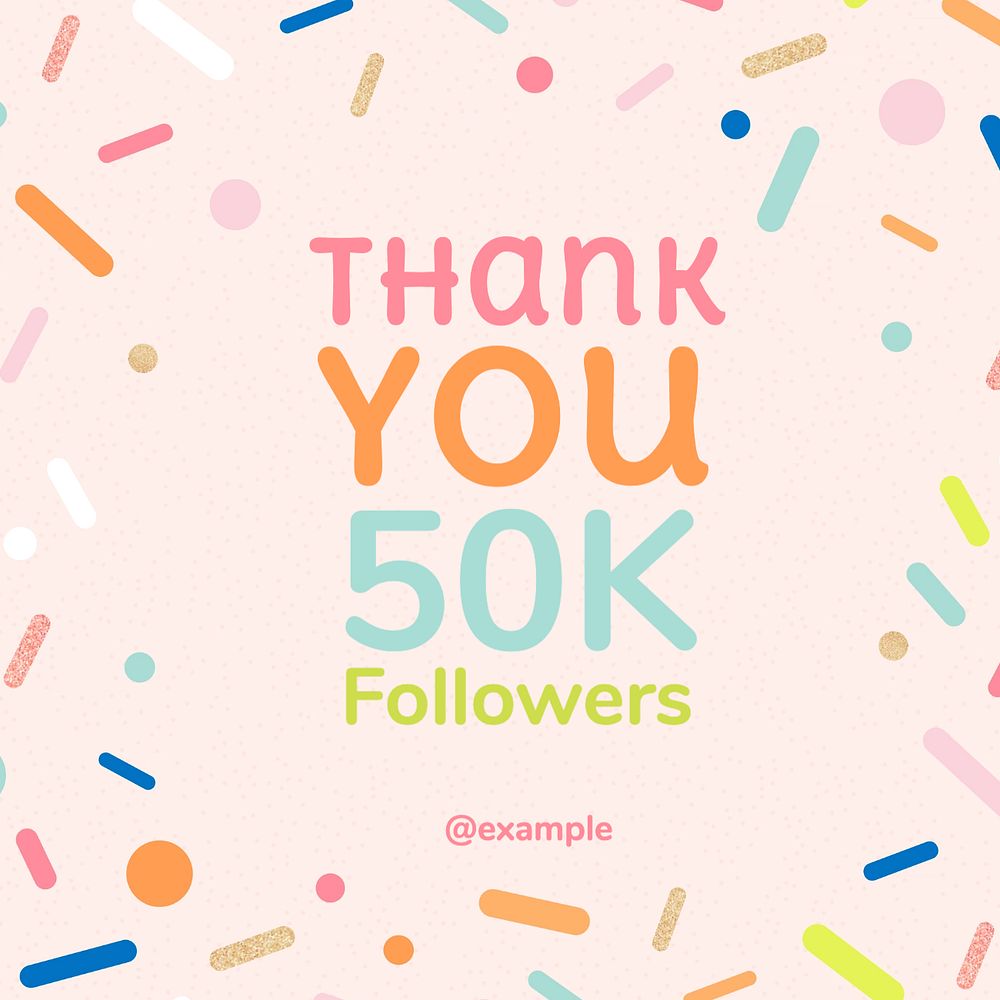 Thank you followers Instagram post template, editable text