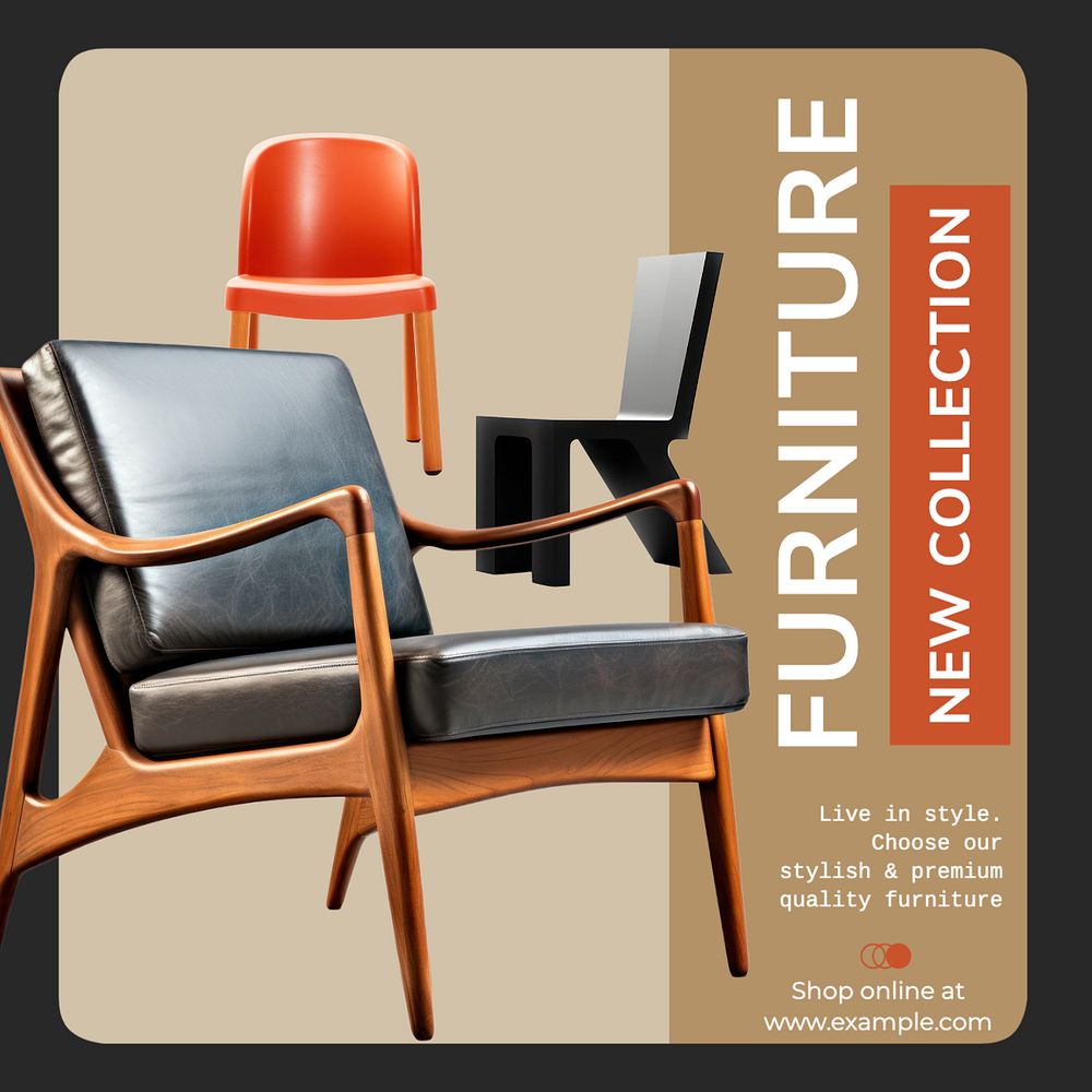 Furniture Instagram post template, editable text