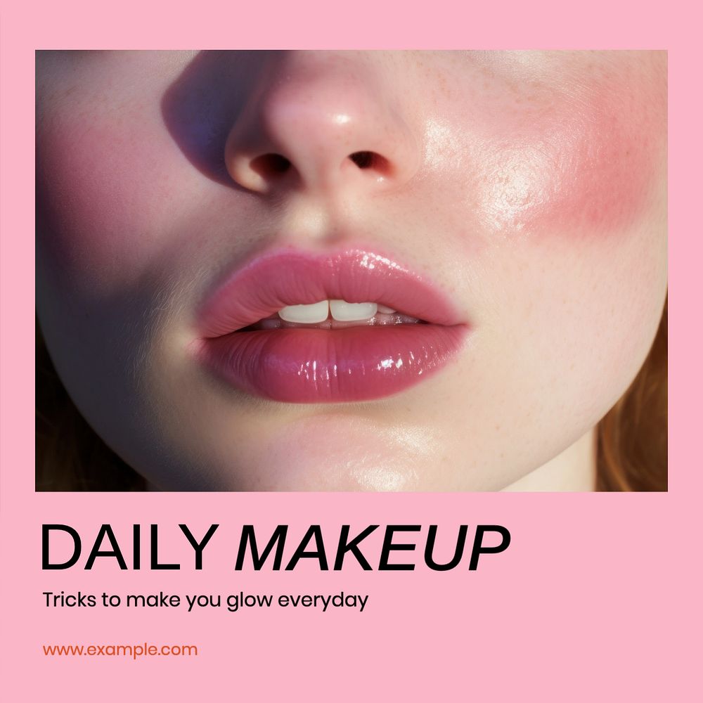 Daily makeup Instagram post template, editable text