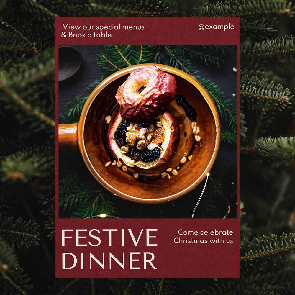 Christmas dinner Instagram post template, editable text