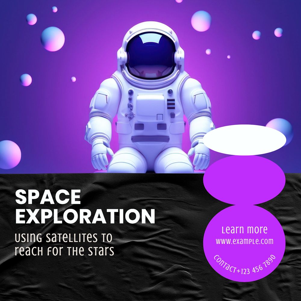 Satellite technology Instagram post template, editable text