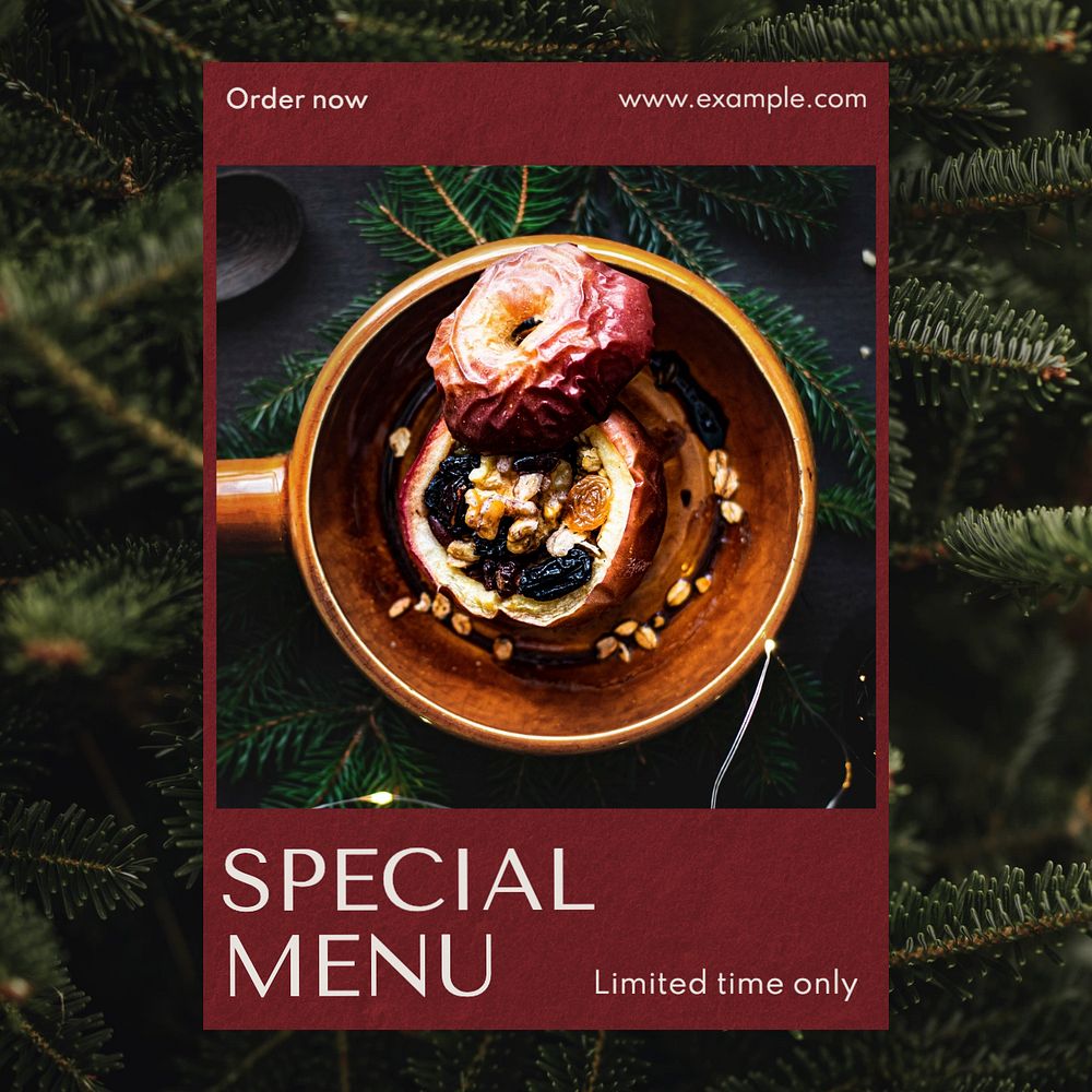 Special menu Instagram post template, editable text