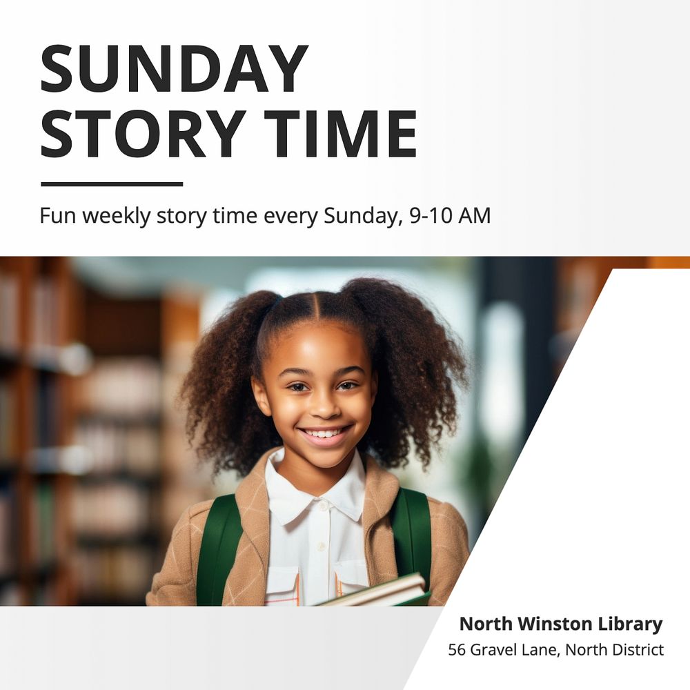 Sunday story time Instagram post template, editable text