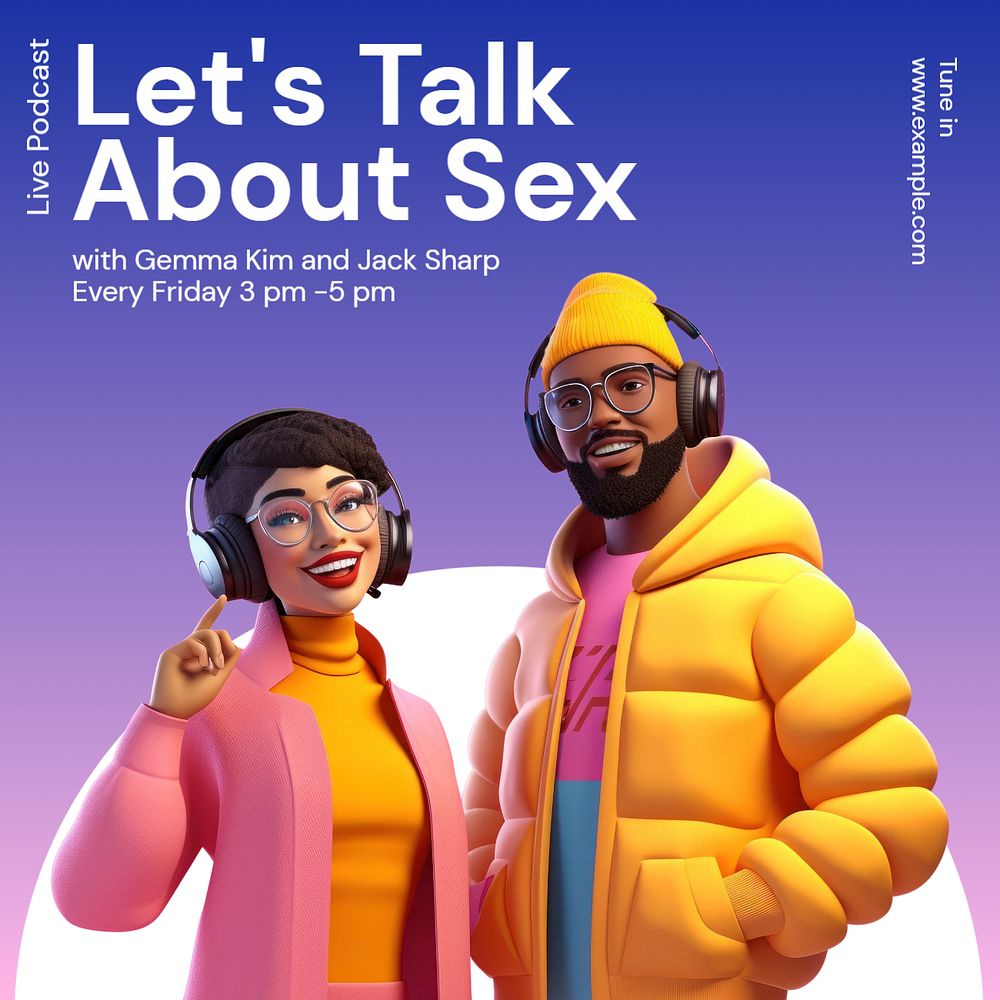 Sex podcast Instagram post template, editable text