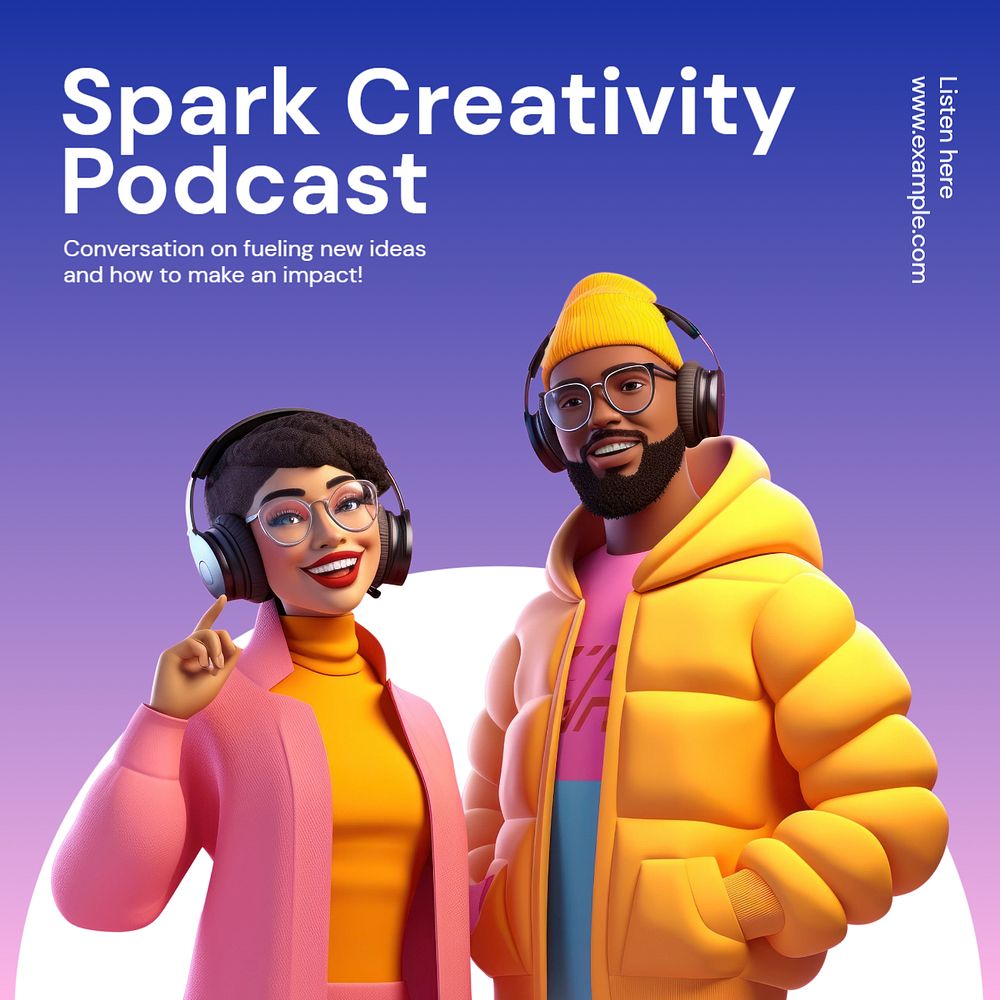 Spark creativity podcast Instagram post template, editable text