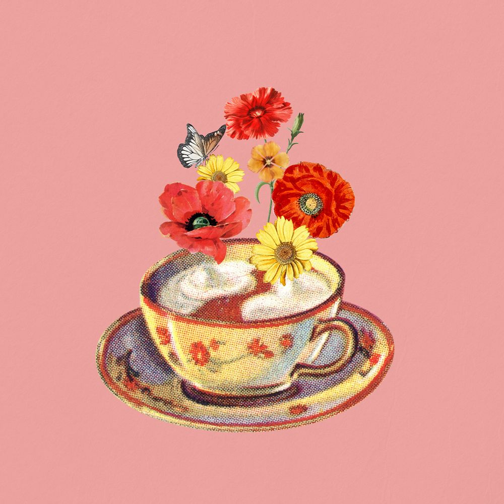 Afternoon floral tea collage remix editable design