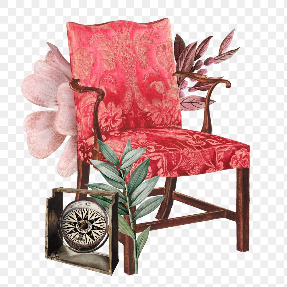 PNG Vintage chair illustration transparent background editable design