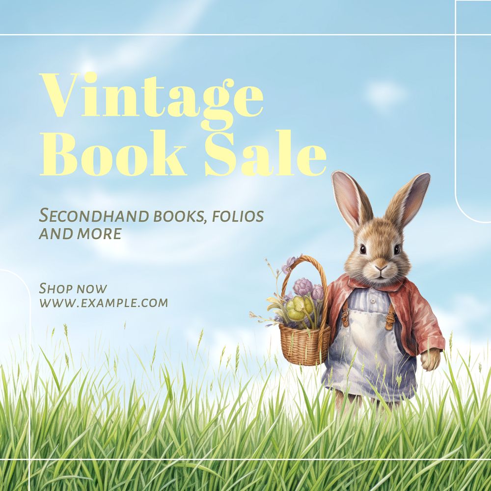 Vintage book sale Facebook post template, editable design