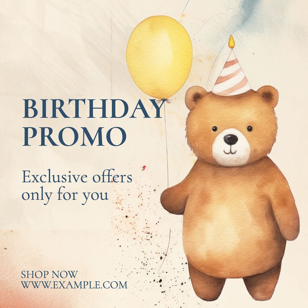 Birthday promo Instagram post template, editable text