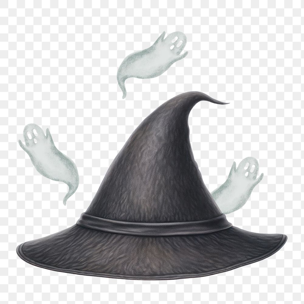 Witch's hat png, Halloween ghost editable remix