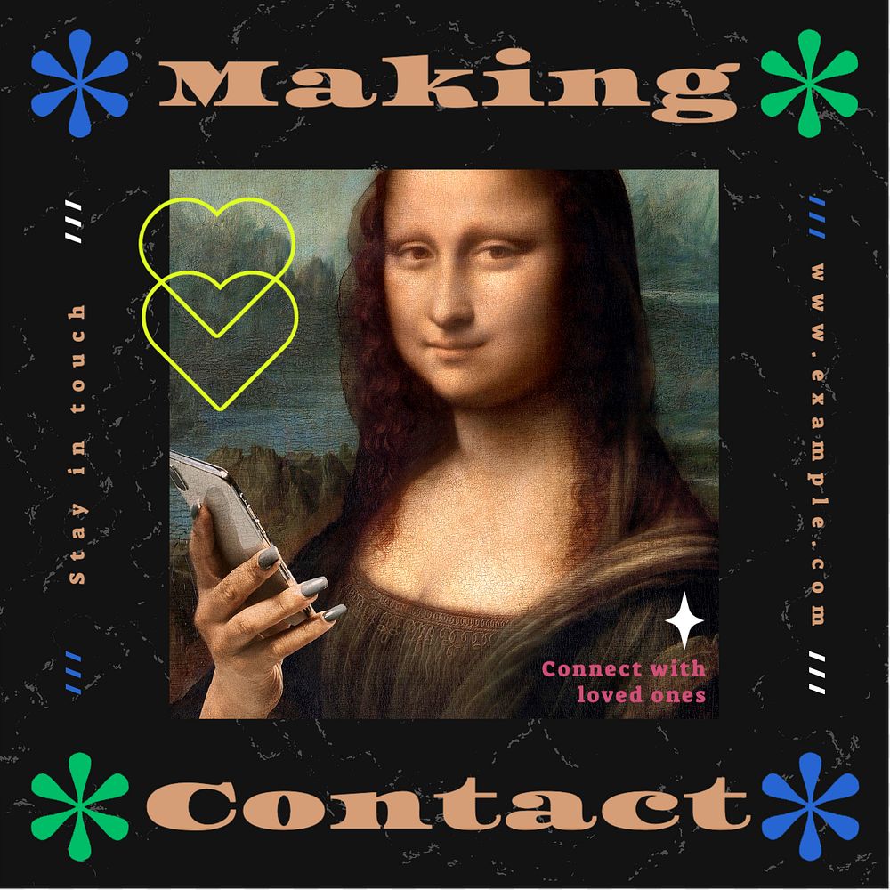 Making contact Instagram post template, editable text