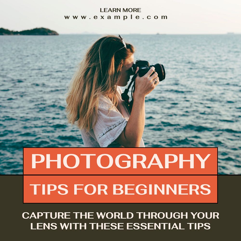 Photography tips Instagram post template, editable text