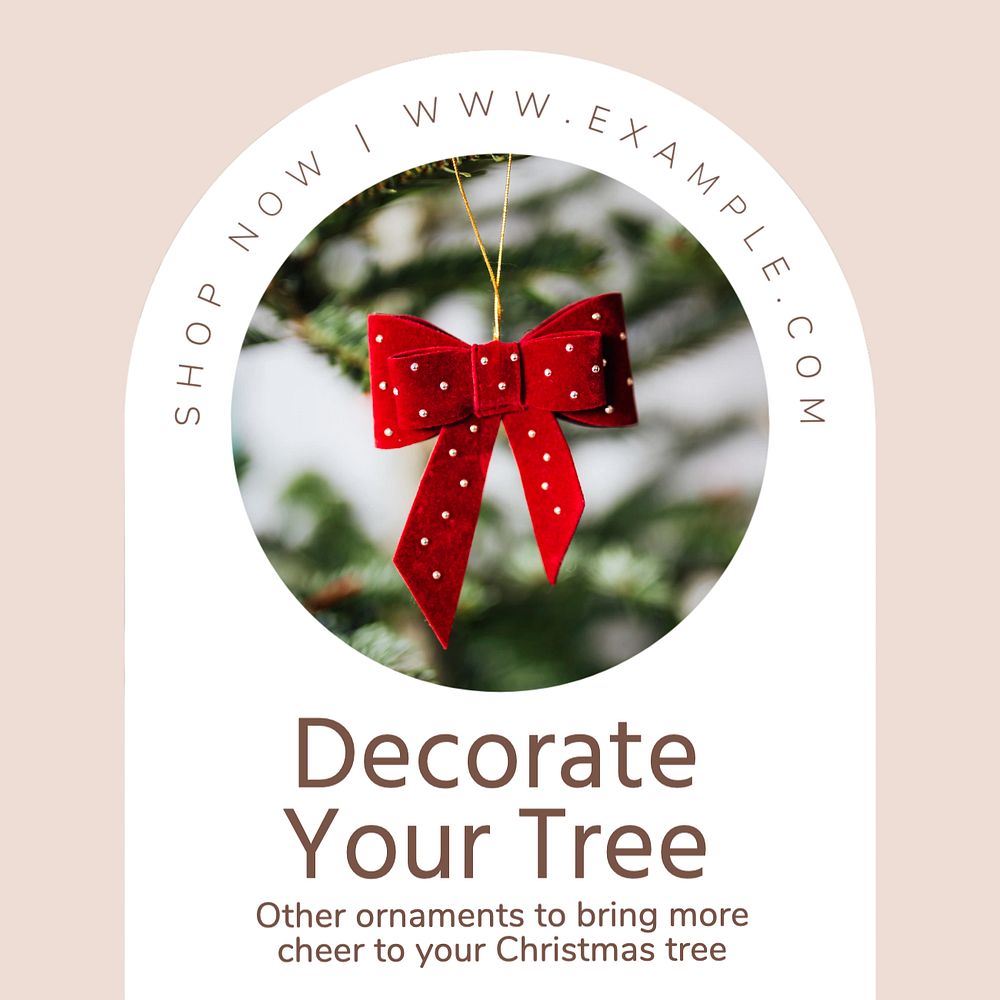 Christmas tree decoration Instagram post template, editable text